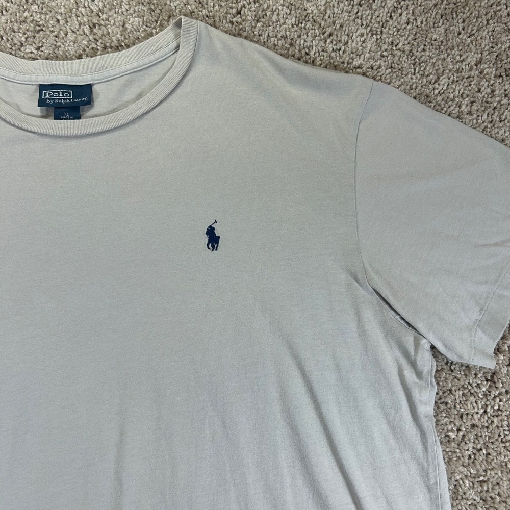 Polo Ralph Lauren T-Shirt Mens XL Beige Short Sleeve Cotton Embroidered Preppy